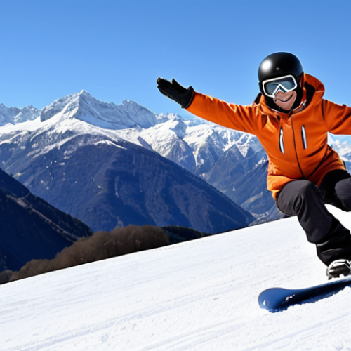 Home 18 **
A beginner snowboarder smiling, slightly off-balance but clearly having fun, on a gentle, wide slope in the Italian Alps. Focus on the beginner snowboarder wearing proper gear (helmet, gloves, warm clothing). The background should feature picturesque snow-covered mountains and a clear blue sky.
**