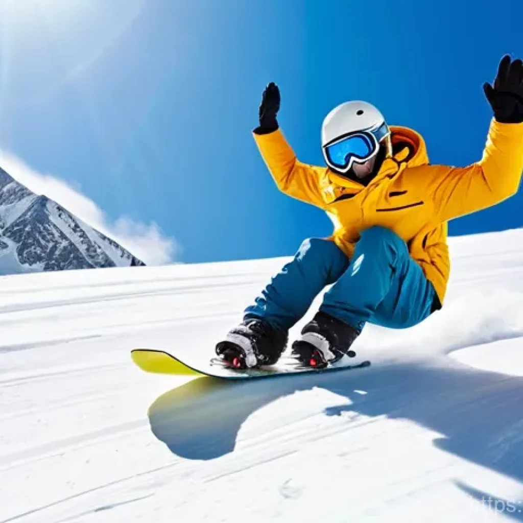 스노우보드 스텝 바이 스텝 가이드 - **Prompt 1: The Determined Beginner's First Slide**
    "A male beginner snowboarder, approximately ...