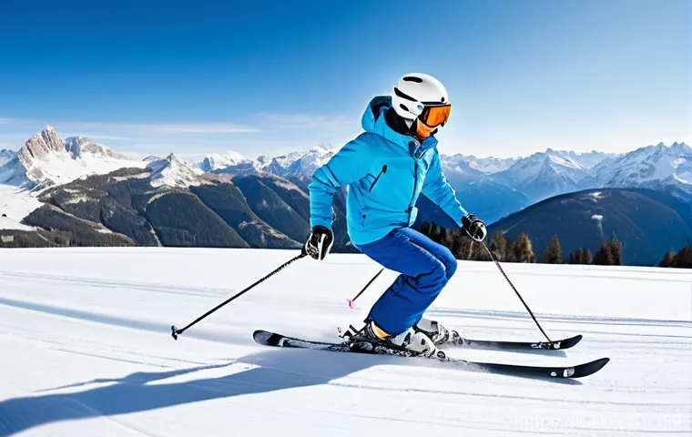 스키 초보 장비 세팅 - **Prompt 1: Joyful First Ski Day**
    "A vibrant, wide-angle shot of a young adult (male or female)...