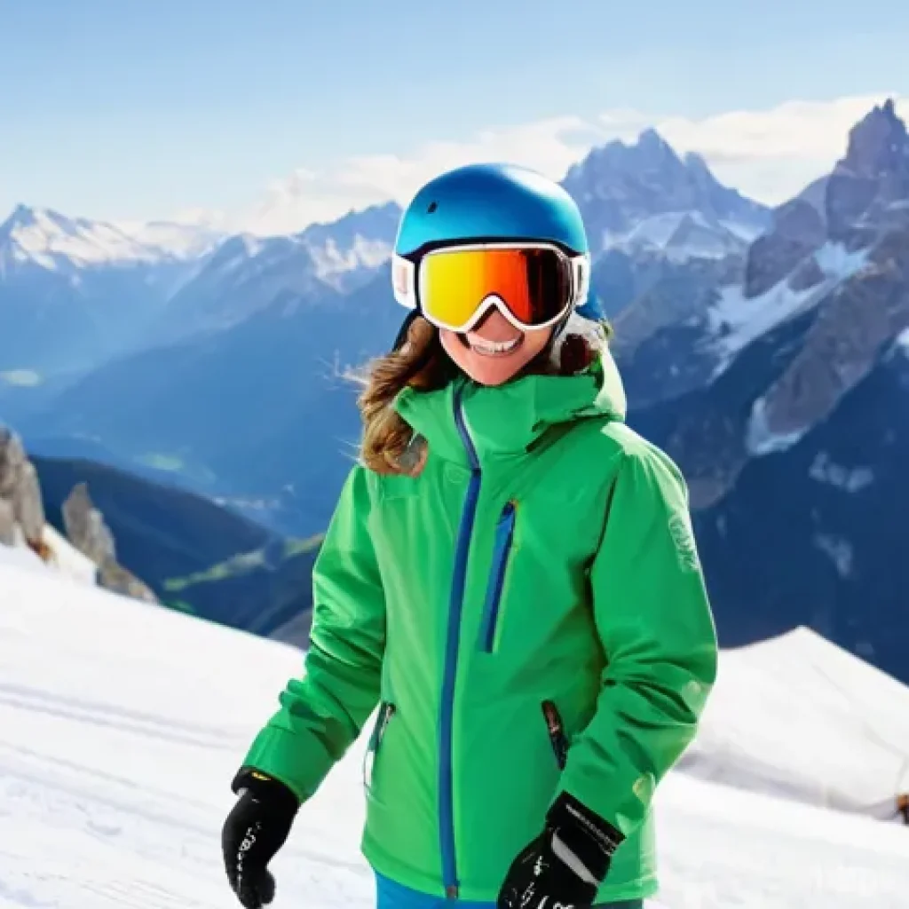 스노우보드 초보자가 피할 실수 - **Prompt:** A vibrant scene featuring a young female snowboarder, approximately 17 years old, gracef...