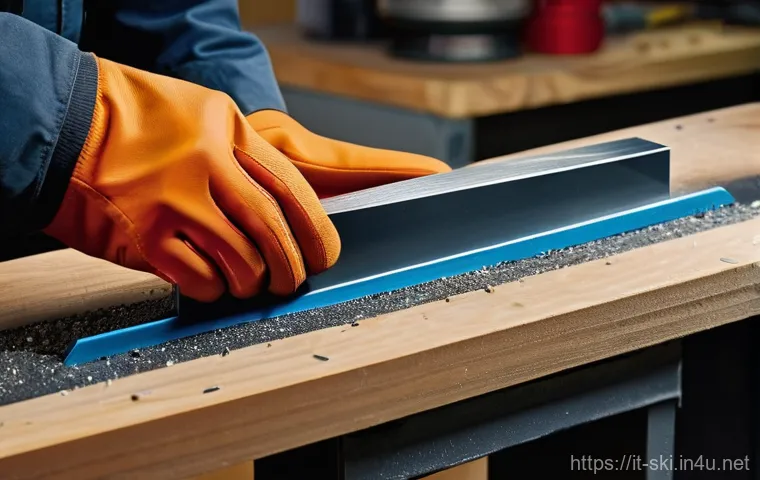 스노우보드 장비 유지보수 - **Aesthetic Post-Season Snowboard Storage Preparation.**
A detailed, close-up shot capturing han... 스노우보드 장비 유지보수 - **Aesthetic Post-Season Snowboard Storage Preparation.**
A detailed, close-up shot capturing han...