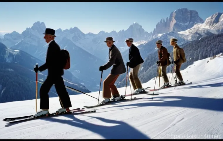스키와 보드의 역사 - **Ancient Survival Skiing in a Harsh Winter Landscape**
    A solitary figure, a prehistoric hunter ...