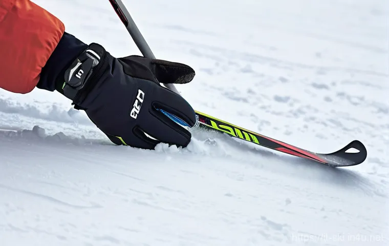 스키 지팡이 사용법 - **Prompt 2: Adventurous ski tourer in fresh powder with telescopic poles.**
    "A female ski mounta...