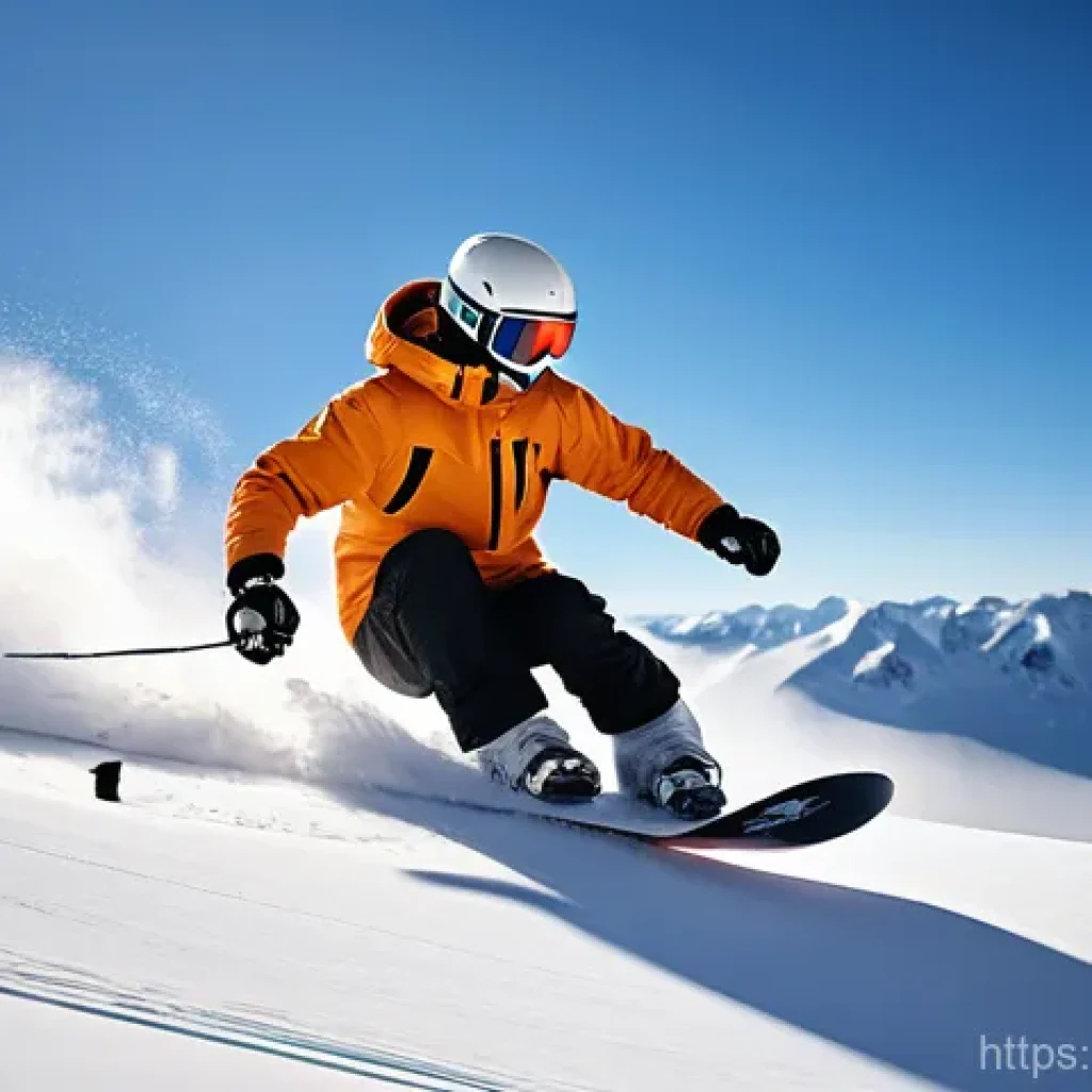스노우보드 부츠 사이즈 선택법 - **Prompt: Precision Carving with Perfect Fit**
    A dynamic, medium-angle shot of a snowboarder eff...