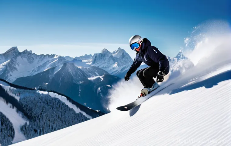 스노우보드 데크 길이 선택 - **Freestyle/Park Session in a Vibrant Snowpark**
    A male snowboarder in his late teens or early t...