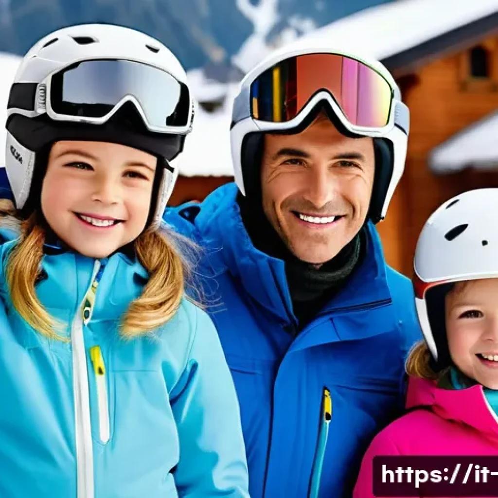 스키 코치 고용 팁 - **Prompt:** A heartwarming family moment on a wide, beautifully groomed ski piste in a bustling Ital...