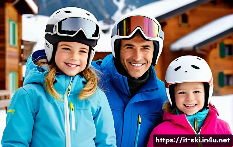 스키 코치 고용 팁 - **Prompt:** A heartwarming family moment on a wide, beautifully groomed ski piste in a bustling Ital...