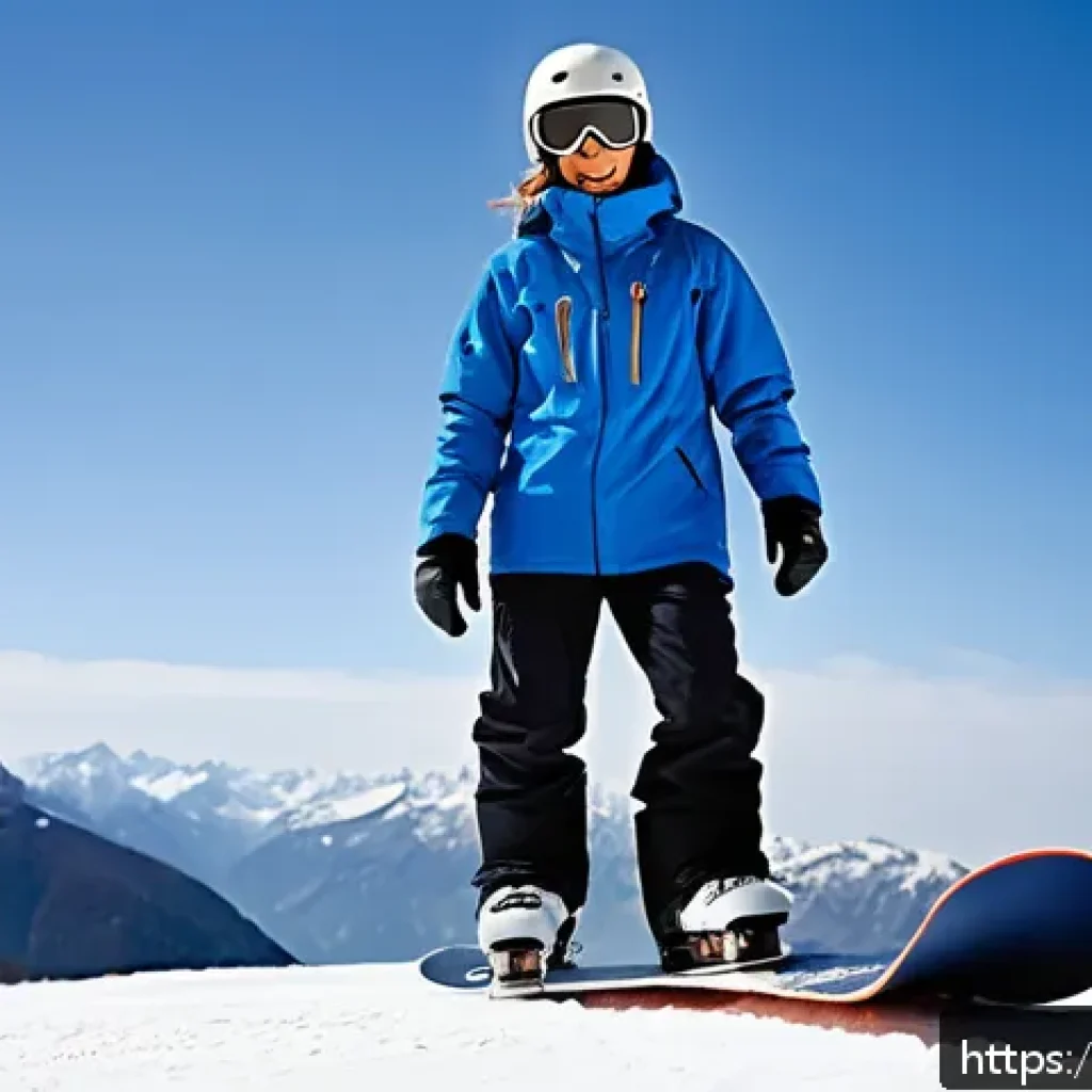 스노우보드 기본 기술 배우기 - A beginner snowboarder standing confidently on a soft, short snowboard with a length between chin an...