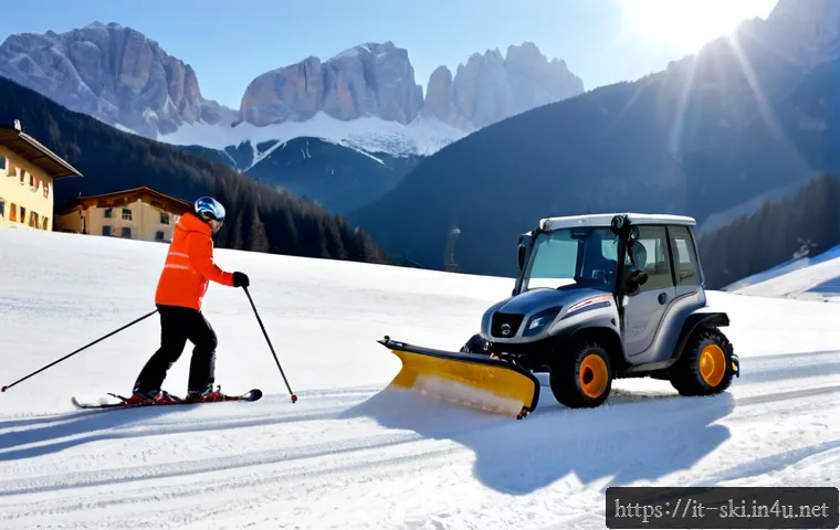 스키 강습 필요성 - Photorealistic winter scene in the Italian Alps, a patient professional ski instructor guiding an ad...